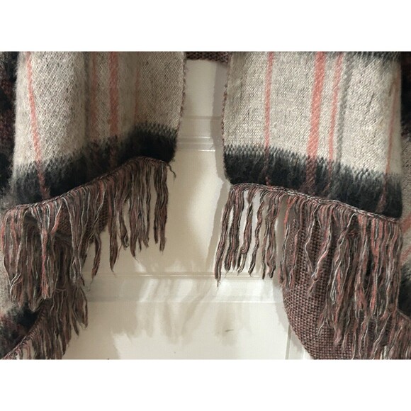 Lucky Brand Size Large Wool Mohair Blend Sweater Woman’s Pink Plaid Cardigan - Picture 7 of 11